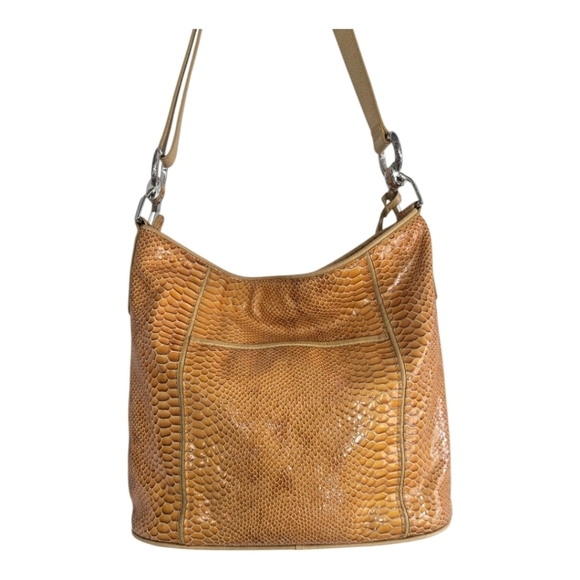 Brighton Shoulder Habdbag Women Single Strap Gold Snakeskin Print Medium Charm - Picture 5 of 16